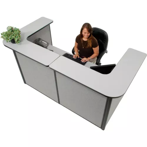 interion-u-shaped-reception-station-88-w-x-44-d-x-44-h-gray-counter-panel Interion U-Shaped Reception Station, 88"W x 44"D x 44"H, Gray Counter & Panel
