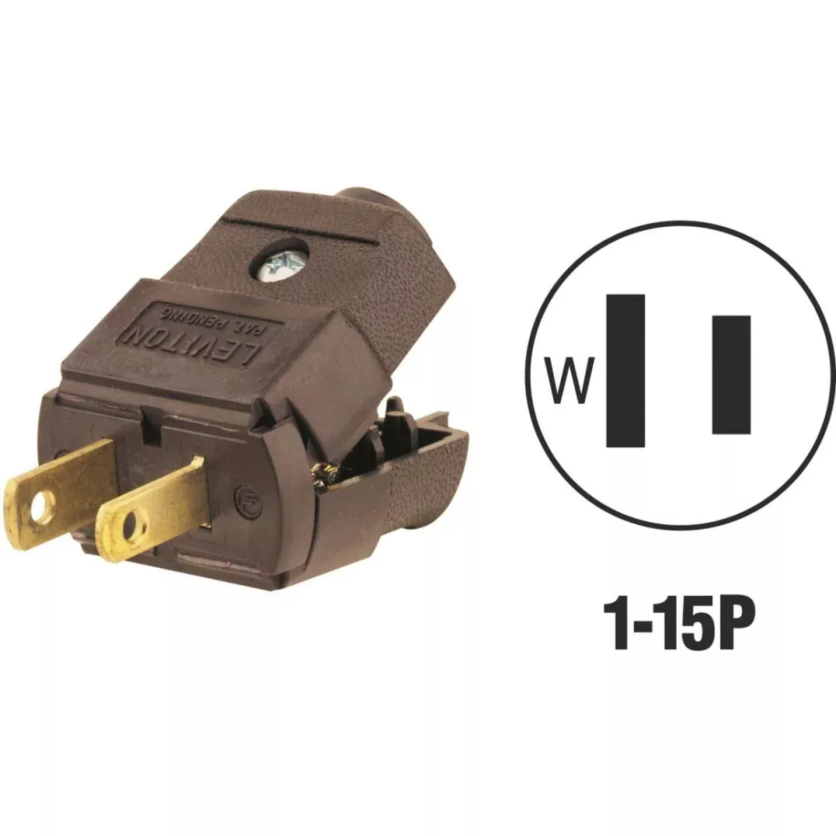 leviton-15a-125v-2-wire-2-pole-hinged-cord-plug-brown Leviton 15A 125V 2-Wire 2-Pole Hinged Cord Plug, Brown