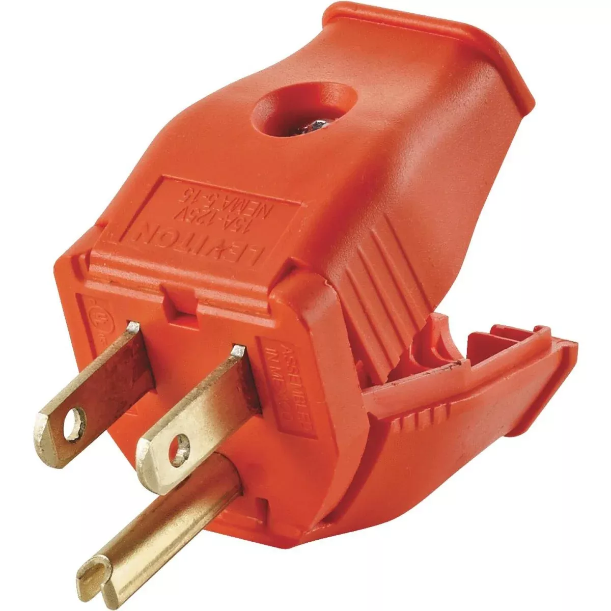 leviton-15a-125v-3-wire-2-pole-clamp-tight-cord-plug-orange Leviton 15A 125V 3-Wire 2-Pole Clamp Tight Cord Plug, Orange