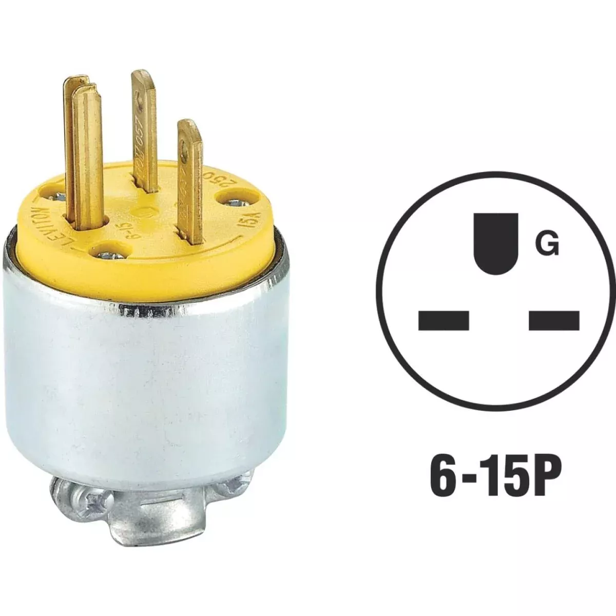 Leviton 15A 250V 3-Wire 2-Pole Armored Cord Plug