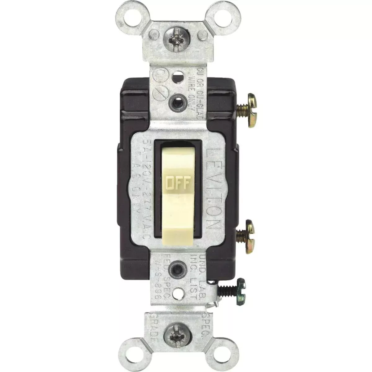 leviton-commercial-grade-15-amp-toggle-single-pole-switch-ivory Leviton Commercial Grade 15 Amp Toggle Single Pole Switch, Ivory