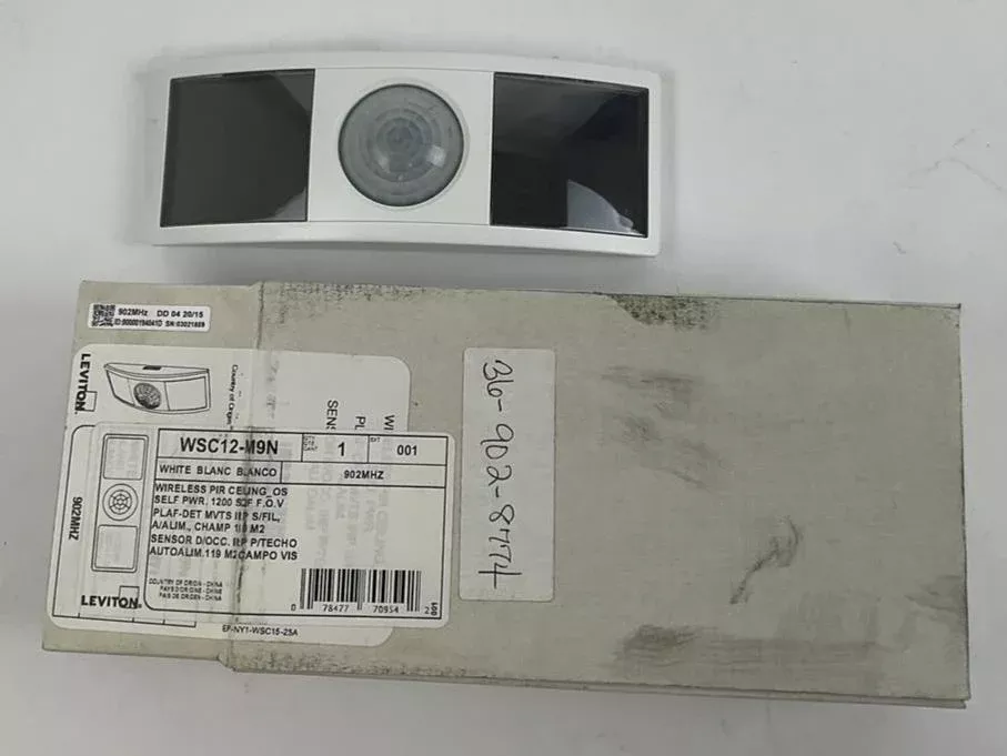 leviton-wsc12-m9n-self-powered-ceiling-motion-sensor-white-902mhz LEVITON WSC12-M9N SELF POWERED CEILING MOTION SENSOR WHITE 902MHZ