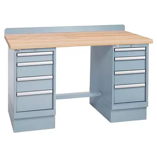 lista-double-pedestal-workbench-60-w-x-30-d-4-drawer-maple-square-edge-gray Lista Double Pedestal Workbench 60"W x 30"D - 4 Drawer, Maple Square Edge, Gray