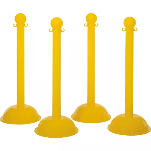 Mr. Chain Heavy Duty Plastic Stanchion Post, 41"H, Yellow, Pack of 4