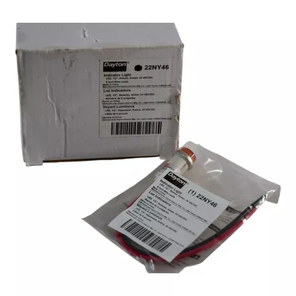 new-dayton-22ny46-amber-led-raised-indicator-light-24-vac-dc-1-2-mounting NEW Dayton 22NY46 Amber LED Raised Indicator Light 24 VAC/DC 1/2'' Mounting
