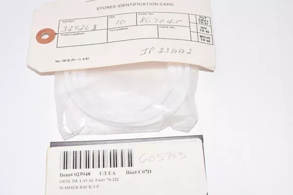 NEW De Laval, Part: 76-232, Washer Back-Up