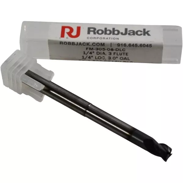 new-robb-jack-fm-305-08-dlc-solid-carbide-3-flute-1-4-end-mill NEW Robb Jack FM-305-08-DLC Solid Carbide 3 Flute 1/4'' End Mill