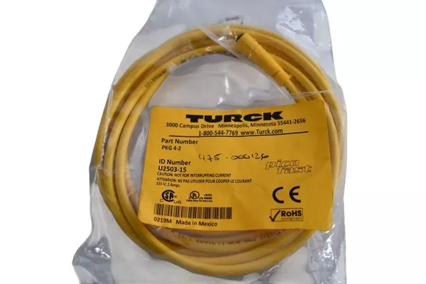 new-turck-pkg-4-2-u2503-15-actuator-sensor-cordset-connection-cable NEW TURCK PKG 4-2, U2503-15, Actuator and Sensor Cordset, Connection Cable