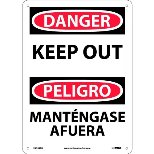 nmc-bilingual-plastic-sign-danger-keep-out-10-w-x-14-h NMC Bilingual Plastic Sign, Danger Keep Out, 10"W x 14"H
