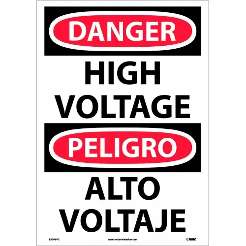 nmc-bilingual-vinyl-sign-danger-high-voltage-14-w-x-20-h NMC Bilingual Vinyl Sign, Danger High Voltage, 14"W x 20"H