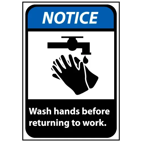 notice-sign-10x7-rigid-plastic-wash-hands-before-returning-to-work Notice Sign 10x7 Rigid Plastic - Wash Hands Before Returning To Work