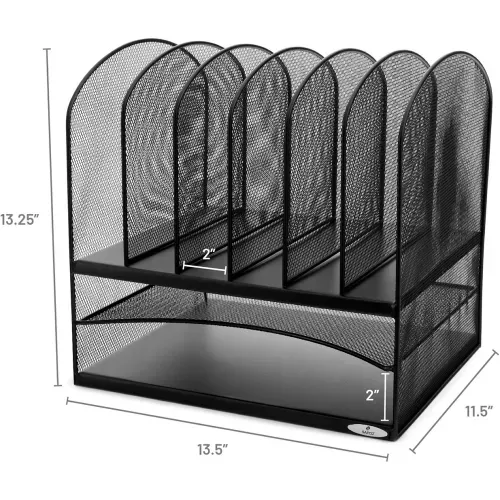 Onyx™ 2 Horizontal/6 Upright Sections Desktop Organizer