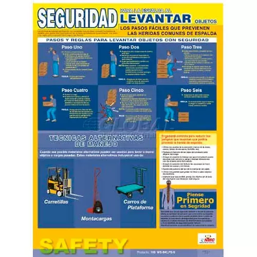 poster-back-lifting-safety-spanish-24-x-18 Poster, Back Lifting Safety (Spanish), 24 x 18