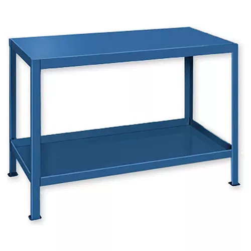 Pucel Stationary Machine Table W/ 2 Shelves, 36"W x 18"D, Blue