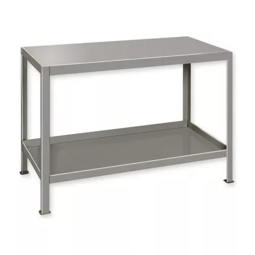 Pucel Stationary Machine Table W/ 2 Shelves, 48"W x 18"D, Gray