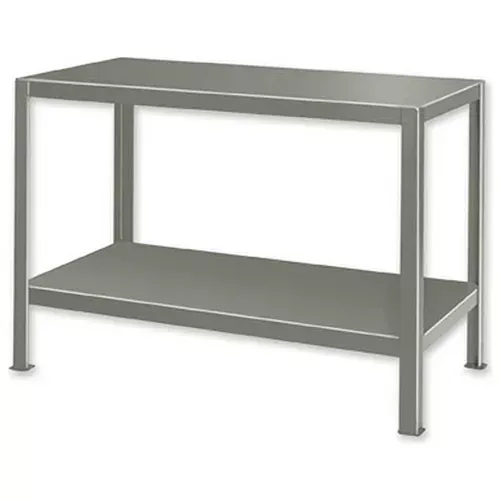 Pucel Stationary Machine Table W/ 2 Shelves, 60"W x 34"D, Gray