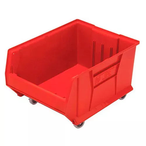 Quantum Storage Plastic Mobile Hulk Stacking Bin, 23-7/8"L x 18-1/4"W x 12"H, Red
