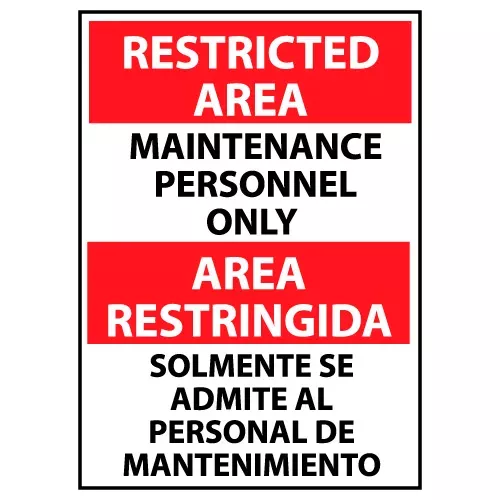 Restricted Area Plastic - Bilingual - Maintenance Personnel Only