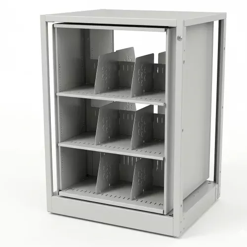rotary-file-cabinet-adder-unit-letter-2-shelves-light-gray Rotary File Cabinet Adder Unit, Letter, 2 Shelves, Light Gray