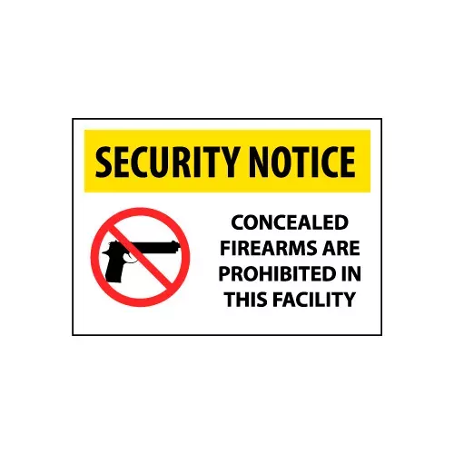 Security Notice Plastic - Concealed Firearms Are Prohibited In This Facility