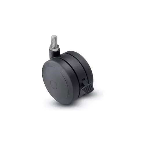 Shepherd Threaded Stem Soft Tread Caster with Brake - 75mm Dia. 5/16-18 x 1 Stem Black