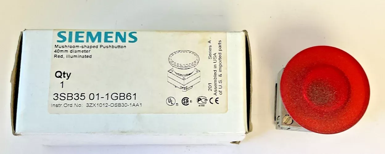 SIEMENS 3SB35 01-1GB61 MUSHROOM-SHAPED PUSHBUTTON