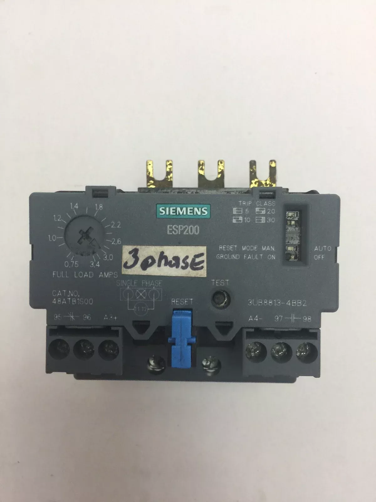 siemens-esp200-overload-relay-48atb1s00-600v-0-75-3-4amps SIEMENS ESP200 OVERLOAD RELAY 48ATB1S00 600V 0.75-3.4AMPS