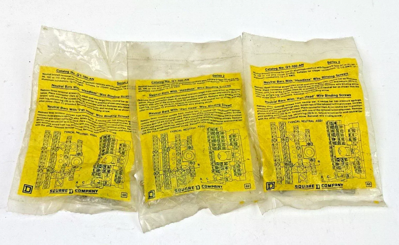 square-d-lot-3-q1-100an-neutral-terminal-kit-new-old-stock SQUARE D * LOT OF 3* - Q1-100AN - NEUTRAL TERMINAL KIT - NEW OLD STOCK