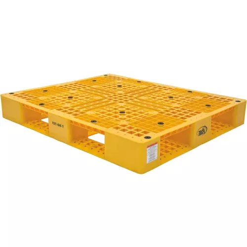 stackable-open-deck-pallet-plastic-4-way-entry-47-3-8-x-39-1-2-6600-lb-stat-cap- Stackable Open Deck Pallet, Plastic, 4-Way Entry, 47-3/8" x 39-1/2", 6600 Lb Stat Cap, Blue