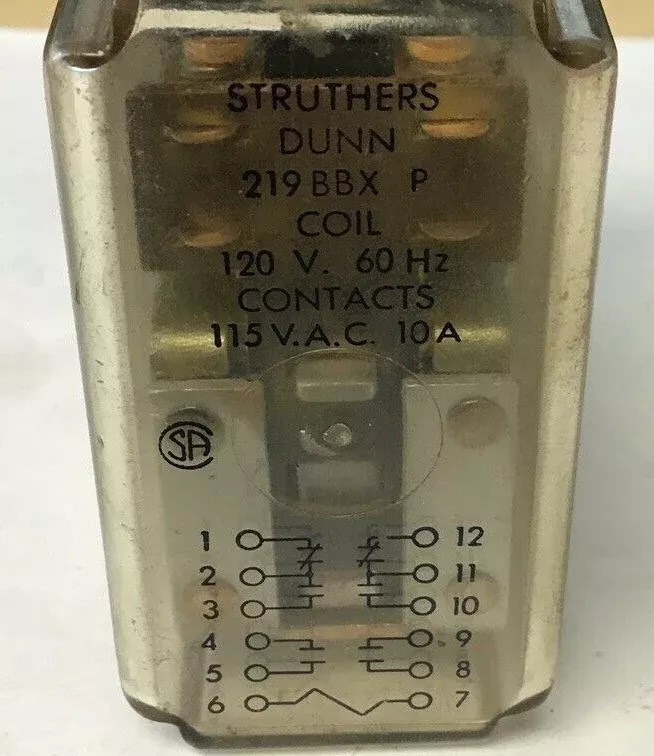 struthers-dunn-219bbx-p-relay-120v-60hz-115vac-10a STRUTHERS DUNN 219BBX-P RELAY 120V 60HZ 115VAC 10A