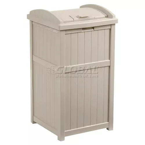 suncast-plastic-square-trash-can-hideaway-24-gallon-taupe Suncast Plastic Square Trash Can Hideaway, 24 Gallon, Taupe