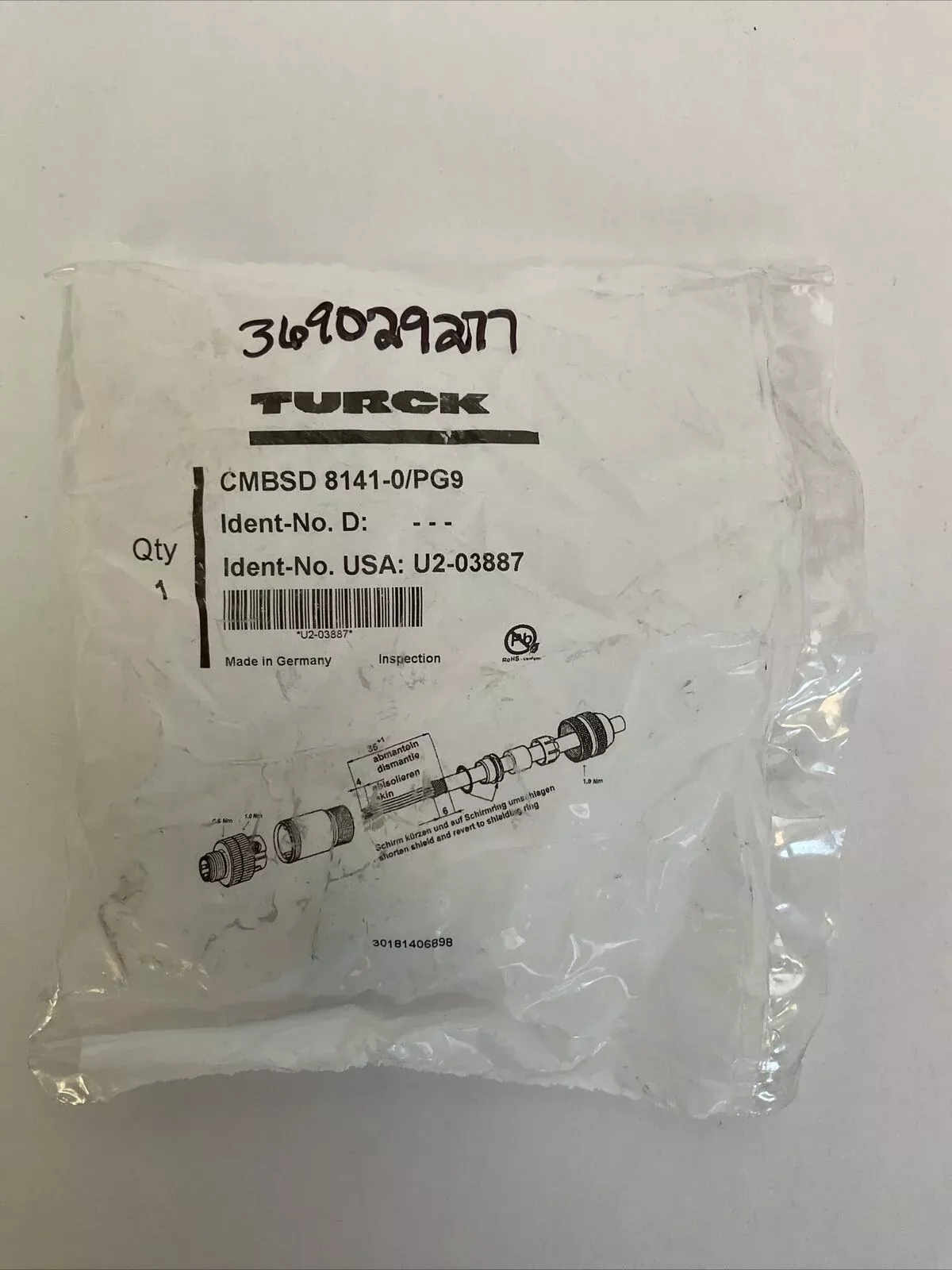 turck-cmbsd-8141-0-pg9-connector TURCK CMBSD 8141-0/PG9 CONNECTOR