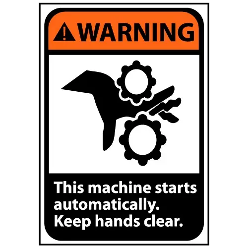 Warning Sign 14x10 Rigid Plastic - Machine Starts Automatically