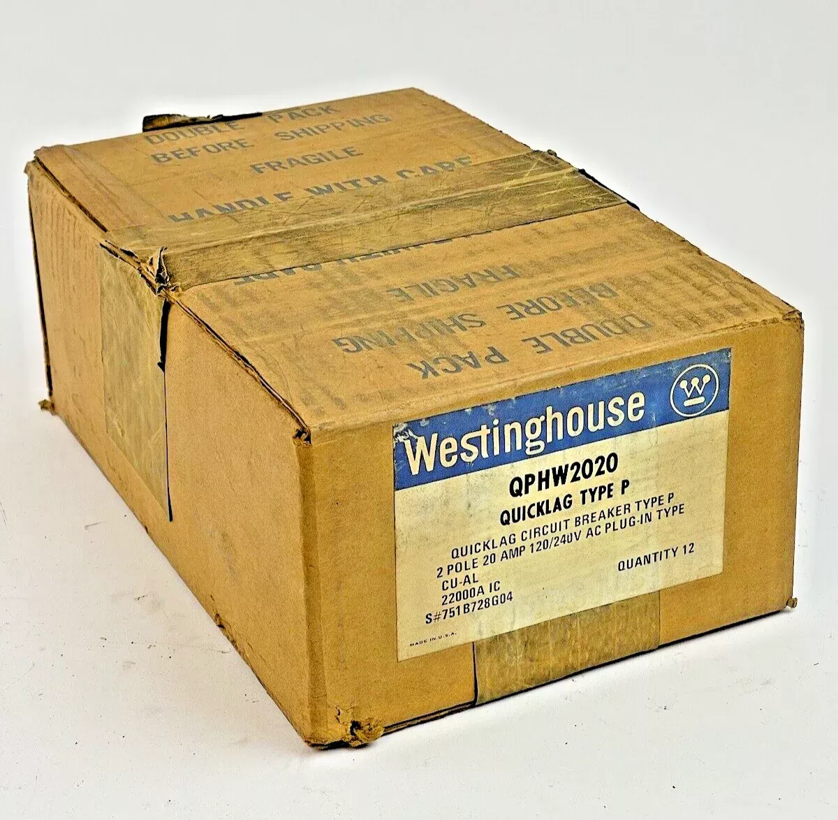 westinghouse-box-12-qphw2020-20a-2-pole-240-vac-quicklag-type-p-new WESTINGHOUSE **BOX OF 12** - QPHW2020 - 20A/2 POLE/240 VAC/QUICKLAG/TYPE P - NEW